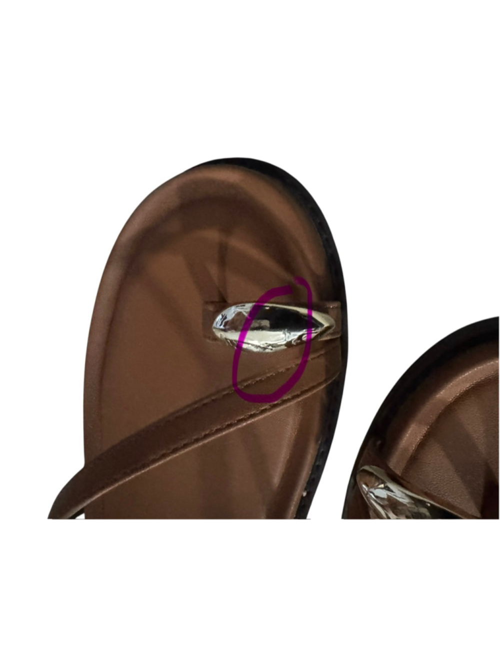 New Madden Girl Brown & Gold Flat Sandals Size 7, toe ring, straps - Picture 8 of 9